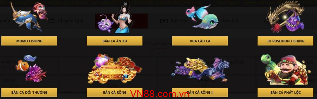 Các loại bắn cá tại VN88