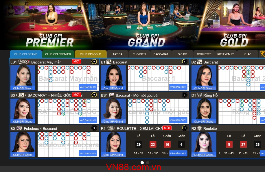 Chọn bàn Baccarat VN88